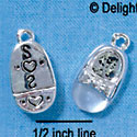 C2817+ - 3-D Silver Baby Shoe with Blue Toe - Silver Charm