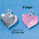 C2867+ - 2-Sided Pink Baby Feet Impression Heart - Silver Charm