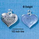 C2868+ - 2-Sided Blue Baby Feet Impression Heart - Silver Charm