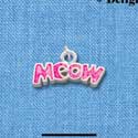 C2875 - Hot Pink Glitter Meow - Silver Charm