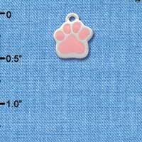 C2878 - Small Pink Paw - Silver Charm