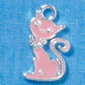 C2879* - Light Pink Cat - Silver Charm