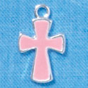 C2881+ - 2-Sided Light Pink Cross - Silver Charm