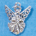 C2896+ - Antiqued Silver Angel - 2 Sided - Silver Charm