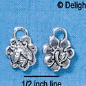 C2903+ - Antiqued Silver Bee on Flower Charm - 3-D Silver Charm