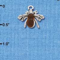 C2908 - Silver Bee with Amber Resin Body - Silver Charm