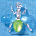 C2909 - Large Silver Bee with Green Resin Wings & Blue Resin Body - Silver Charm