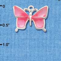 C2916 - Large Pink Resin Butterfly - Silver Charm