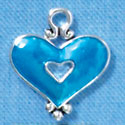 C2922 - Hot Blue Enamel Heart with Cutout - Silver Charm