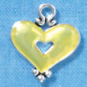 C2924 - Hot Yellow Enamel Heart with Cutout - Silver Charm
