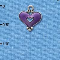 C2926 - Hot Purple Enamel Heart with Cutout - Silver Charm