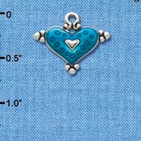 C2940+ - Hot Blue Enamel Heart with Circles - Silver Charm