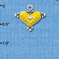 C2942+ - Hot Yellow Enamel Heart with Circles - Silver Charm