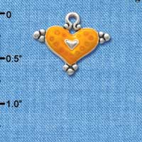 C2943+ - Hot Orange Enamel Heart with Circles - Silver Charm