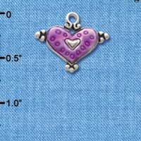 C2944+ - Hot Purple Enamel Heart with Circles - Silver Charm