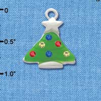 C2955 - Green Resin Christmas Tree with Swarovski Crystals - Silver Charm