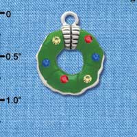 C2956 - Green Resin Wreath with Swarovski Crystals - Silver Charm
