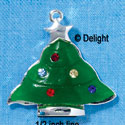 C2959 - Large Resin Christmas Tree Pendant with Swarovski Crystals - Silver Pendant