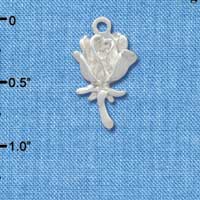 C2960 - Antiqued Silver Rose Charm - Silver Charm