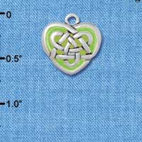 C2964 - Silver Celtic Knot Heart with Green Resin - Silver Charm