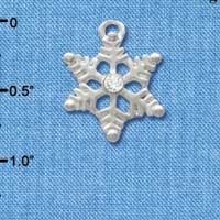 C2965 - Silver Snowflake Charm with Clear Swarovski Crystal - Silver Charm