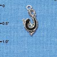 C2970* - Black Enamel Lizard - Silver Charm (Left or Right)