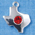 C2982 - Silver Texas with Red Swarovski Crystal Stone - Silver Charm