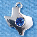 C2984 - Silver Texas with Sapphire Swarovski Crystal Stone - Silver Charm