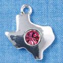 C2985 - Silver Texas with Hot Pink Swarovski Crystal Stone - Silver Charm