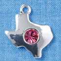 C2985 - Silver Texas with Hot Pink Swarovski Crystal Stone - Silver Charm
