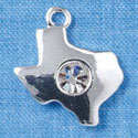 C2986 - Silver Texas with Clear Swarovski Crystal Stone - Silver Charm