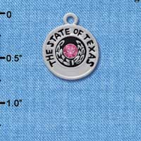 C3003 - Seal of Texas with Hot Pink Swarovski Crystals - Silver Charm