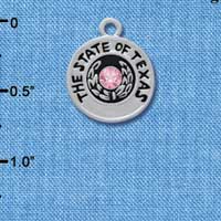 C3004 - Seal of Texas with Light Pink Swarovski Crystals - Silver Charm