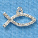 C3021* - Small Clear Swarovski Crystal Christian fish - Silver Charm