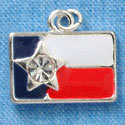 C3029 - Enamel Texas Flag with Clear Swarovski Crystal Star - Silver Charm