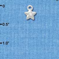 C3031 - Mini Silver Star with Clear Swarovski Crystal - Silver Charm