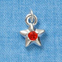 C3035 - Mini Silver Star with Orange Hyacinth Swarovski Crystal - Silver Charm
