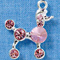 C3136 - Pink Swarovski Poodle - Silver Charm