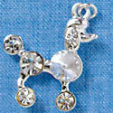 C3137 - Clear Swarovski Poodle - Silver Charm