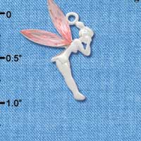 C3149 - Silver Fairy with Pink Swarovski Crystal Wings - Silver Charm