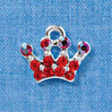 C3153 - Red Crystal Swarovski Crown with Red AB Crystal Accents - Silver Charm