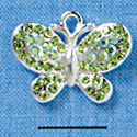 C3172 - Peridot Green Swarovski Crystal Butterfly with Peridot AB Accents - Silver Charm