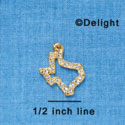 C3268 - Clear Swarovski Crystal Open Texas - Gold Charm