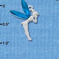 C3314 - Large Silver Fairy with Blue Resin Wings - Silver Charm