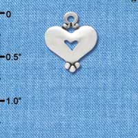 C3355+ - Large Silver Heart with Cutout - 2 Sided - Silver Charm