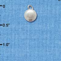 C3362+ - 8mm Glass Pearl Bead Drop with Fancy Eye Pin- Silver Charm