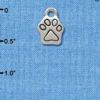 C3369+ - Mini Silver Paw - 2 Sided - Silver Charm