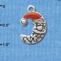 C3372+ - Small Crescent Moon Santa - 2 Sided - Silver Charm