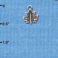 C3418 - Mini 2 Sided Antiqued Leaf - Silver Charm