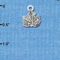 C3422 - Mini 2 Sided Antiqued Leaf - Silver Charm